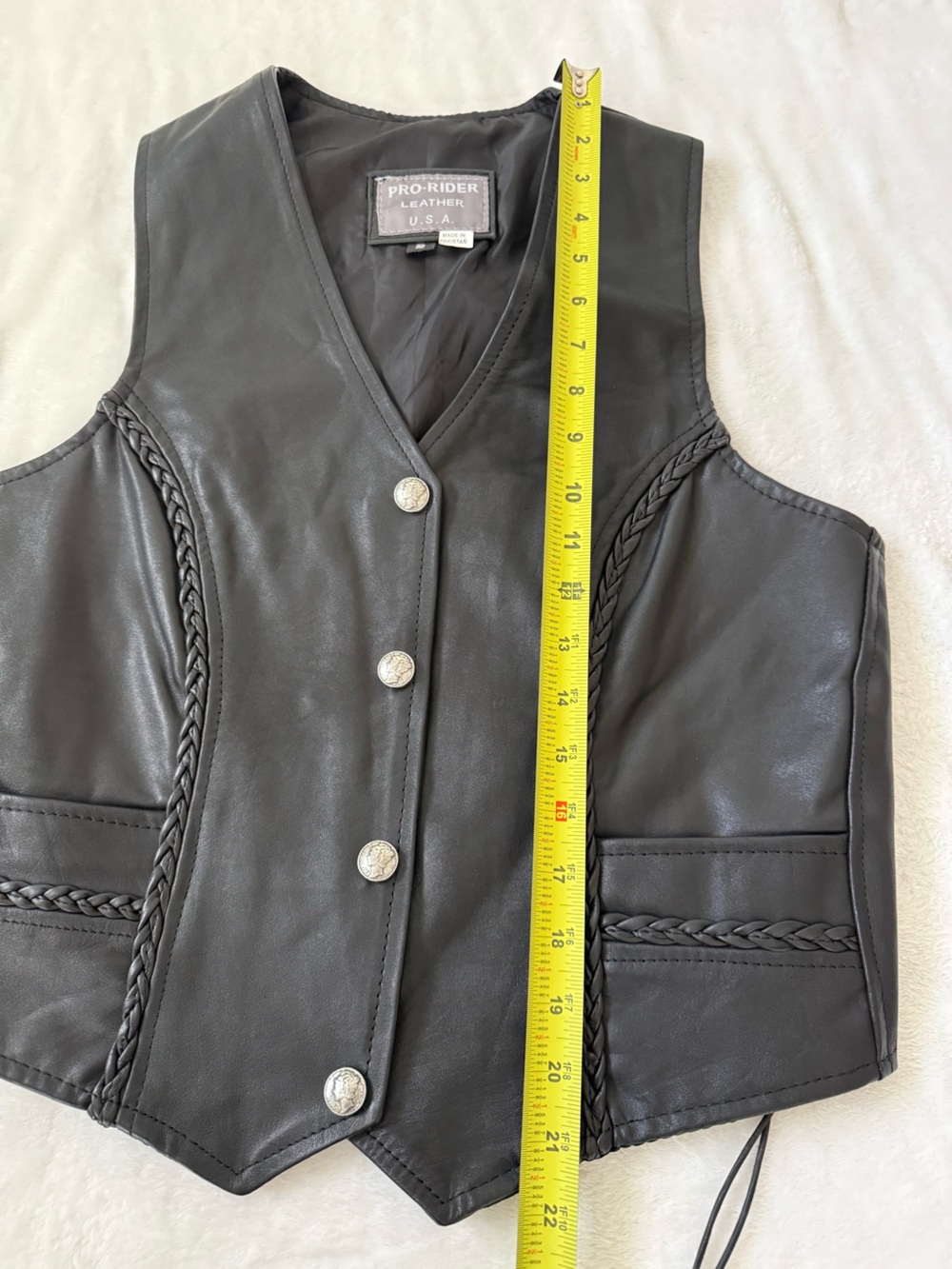 Pro Rider Women’s Black Genuine Leather Motorcycle Biker Vest Lace Up Size S-M - Picture 9 of 12